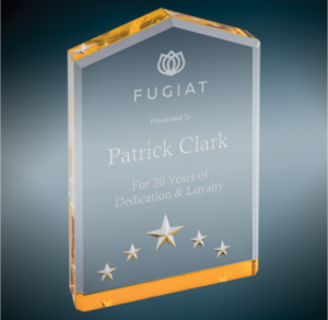 Gold Star Point acrylic award from Sporty's Awards, Clarksville, TN.