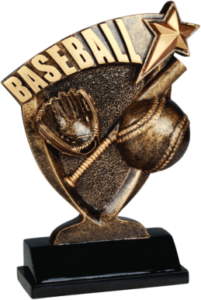 Baseball broadcast resin trophy from Sporty's Awards, Clarksville, TN.