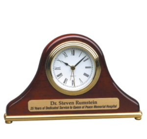 Rosewood piano finish mantel desk clock from Sporty's Awards, Clarksville, TN.