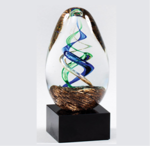 Hand blown art glass sculpture from Sporty's Awards, Clarksville, TN.