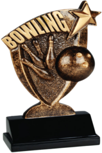 Bowling broadcast resin trophy from Sporty's Awards, Clarksville, TN.