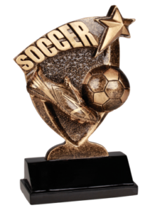 Soccer broadcast resin trophy from Sporty's Awards, Clarksville, TN.