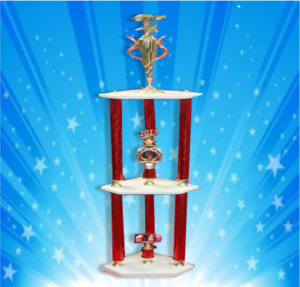 Three column trophy from Sporty's Awards, Clarksville, TN.