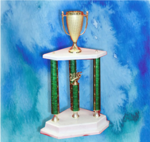 Three column trophy from Sporty's Awards, Clarksville, TN.