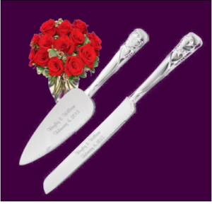 Brushed silver Hearts cake server from Sporty's Awards, Clarksville, TN.